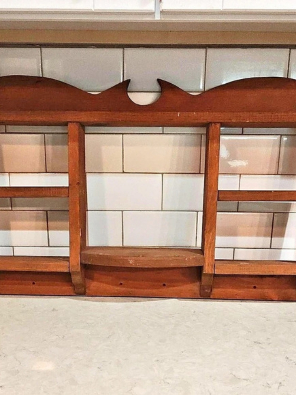 cottage core granny core vintage Wooden wall shelf 25"x16"X3"